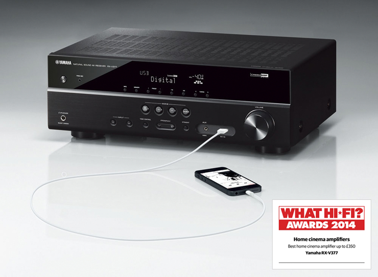 凯发k85.1声道家庭影院收音扩音机RX-V377 荣获2014年度What Hi-Fi?五星评价大奖